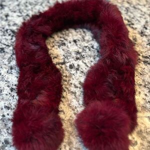 Elegant Burgundy Faux Fur Scarf